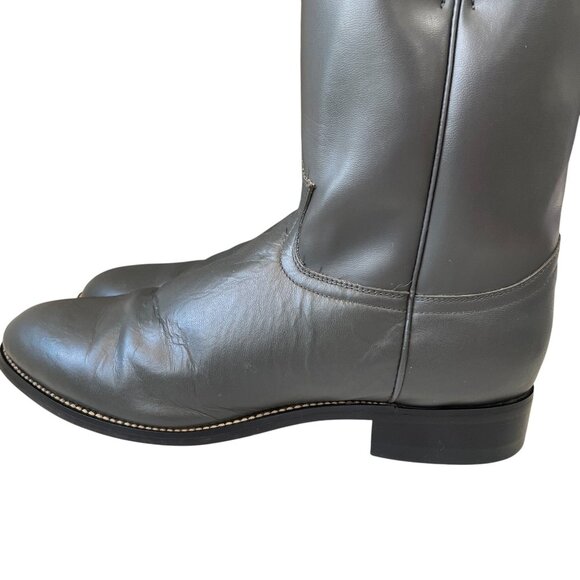 Diamond J Mens Leather Cowboy Boots Gray Size 9.5D Western Style Made In Mexico - Picture 7 of 14